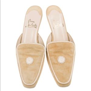 Christian Louboutin Suede Round Toe Mules